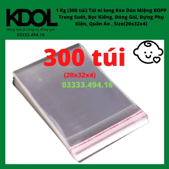 300 TÚI OPP QUẦN ÁO SIZE (20X32X4) - Trọng lượng 1kg